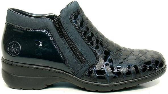 Rieker Comfortabele Blauwe Veterlaars met Dierenprint en Metallic Blauwe Lak Blauw Dames - Foto 4