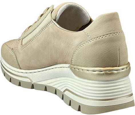 Rieker Witte Leren Sneaker met Dierenprint Accenten en Rits Beige Dames - Foto 4