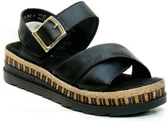 Rieker Comfortabele Leren Sandalen met Verhoogde Zool Black Dames - Foto 10