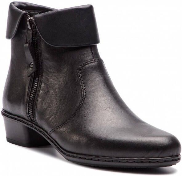 Rieker Comfortabele leren enkellaars met dubbele ritsen Black - Foto 4