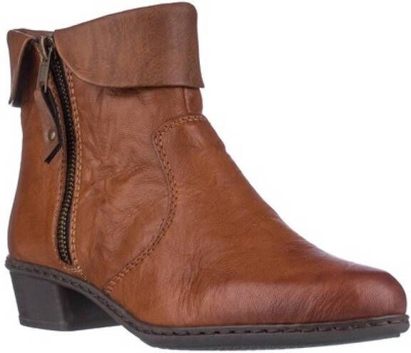 Rieker Comfortabele leren enkellaars met dubbele rits Brown - Foto 9