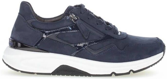 Gabor 96.896.46 Dames Sneakers Donkerblauw Witte zool Lakleren details - Foto 4