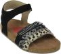 Shoesme IC22S008-A leren sandalen met dierenprint zwart - Thumbnail 4