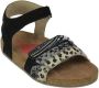 Shoesme IC22S008-A leren sandalen met dierenprint zwart - Thumbnail 3