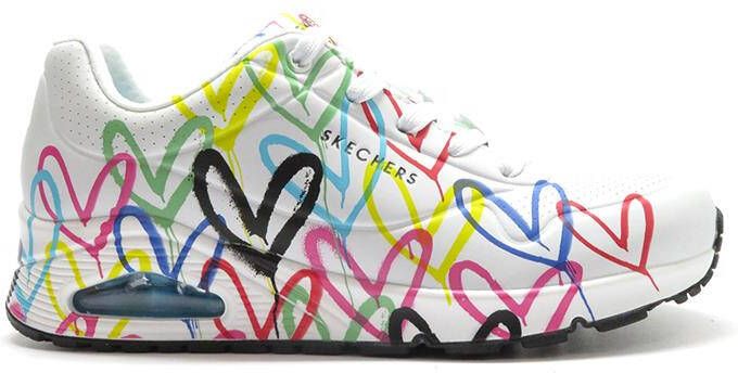 Skechers Sneakers met sleehak UNO-SPREAD THE LOVE Vrijetijdsschoen lage schoen veterschoen met coole graffiti-print - Foto 12