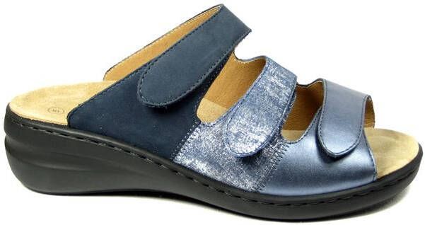 Solidus Solid 80381 Blauwe dames slippers met drie klittenbanden - Foto 2