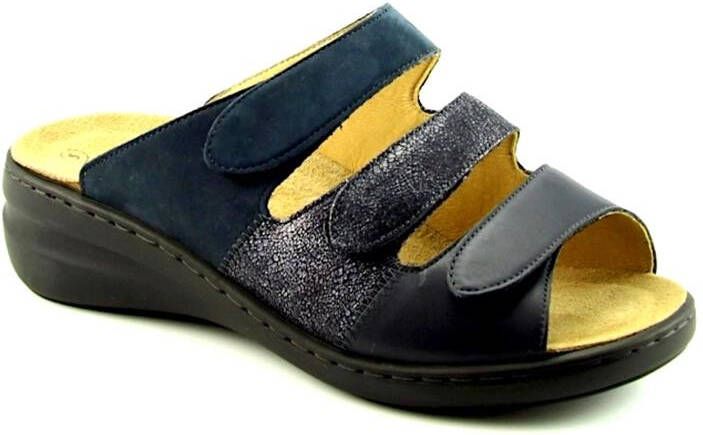 Solidus blauwe slipper 21154 met drie klittenbanden en uitneembaar voetbed - Foto 4
