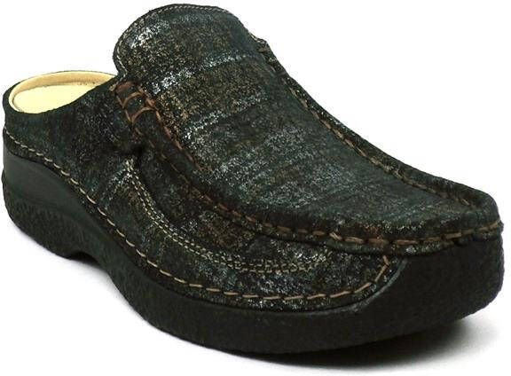 Wolky Comfortschoenen Roll Slide zwart goud metallic suede - Foto 5
