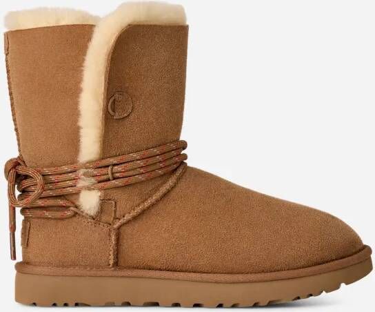 UGG Vachtlaarzen Dames W Bailey Tie Maat: 42 Materiaal: Suède Kleur: Camel - Foto 5