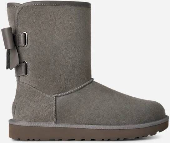 Ugg Classic Short Bailey Leather Bow Boot in Black