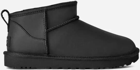 UGG Vachtlaarzen Dames Classic Ultra Mini Leather Regenerate Leer Zwart