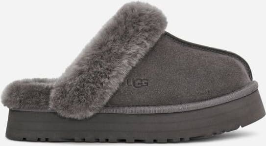 Ugg Suede Diskette met Sheepskin Kraag Gray Dames