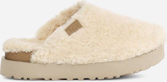 UGG Pantoffels Dames Sloffen Instappers Canvas Harde zool Dichte hiel Fuzzy Sugar Slide Gebroken wit - Foto 12