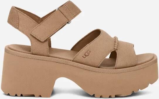 UGG Sandalen met Hak Dames W New Heights Ankle Strap Suède Beige