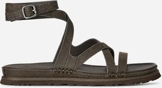 Ugg GoldenGaze Embossed Ankle Wrap-sandaal in Dense Smoke