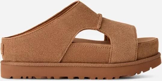 UGG Slippers Dames W Goldenstar Hi Cutout Slide Suède Camel