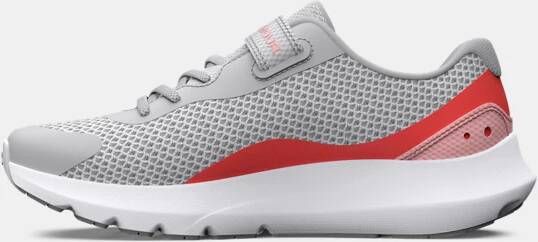 Under Armour Meisjeshardloopschoenen Pre-School Surge 3 AC Halo Grijs Venom Rood Roze Fizz 32