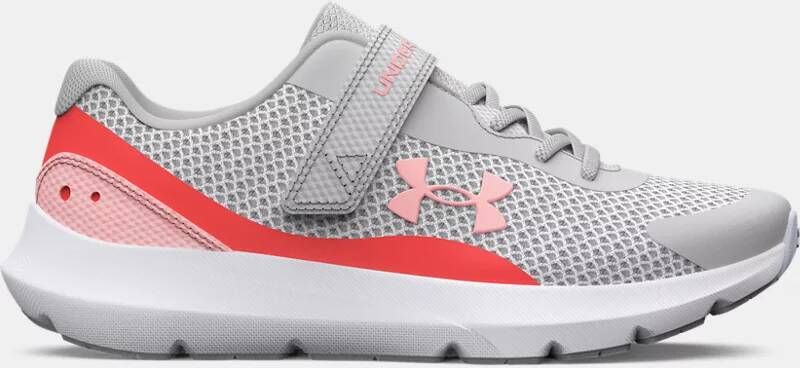 Under Armour Meisjeshardloopschoenen Pre-School Surge 3 AC Halo Grijs Venom Rood Roze Fizz 32