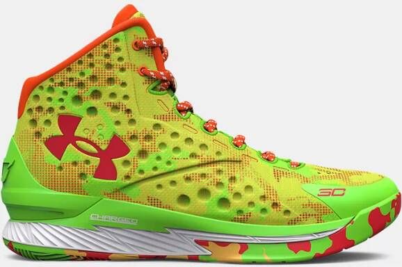 Under Armour Unisex Basketbalschoenen Curry One "Sour Patch" Hyper Groente Team Oranje Rood 44.5