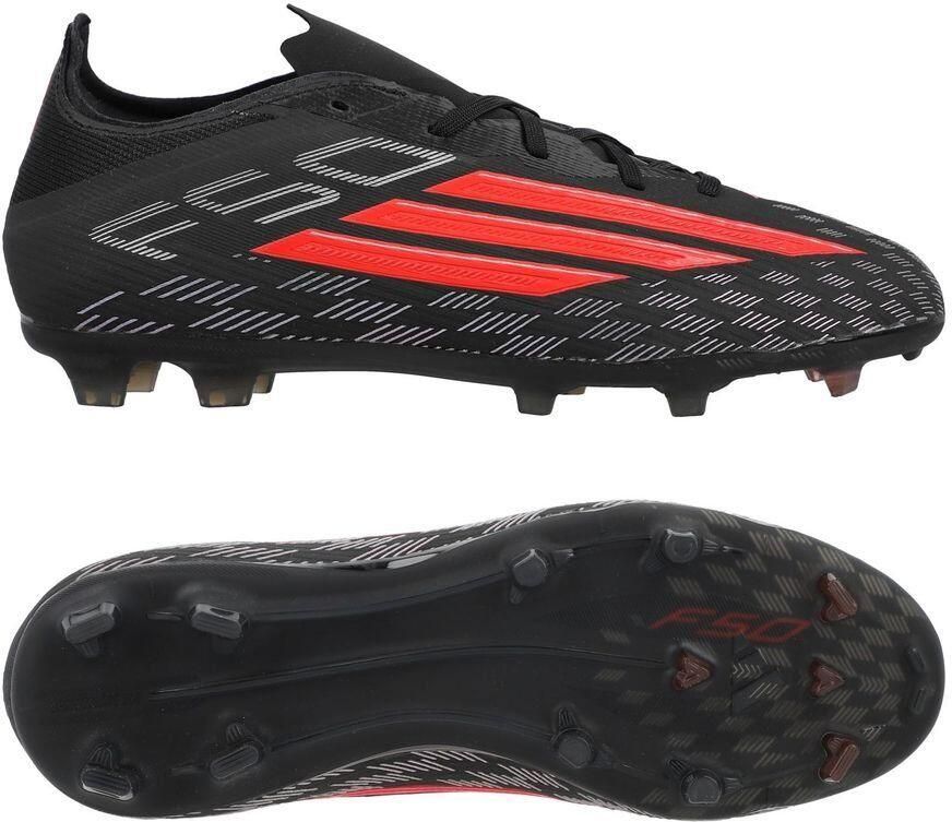 Adidas F50 Elite Gras Voetbalschoenen (FG) Kids Zwart Rood Donkergrijs