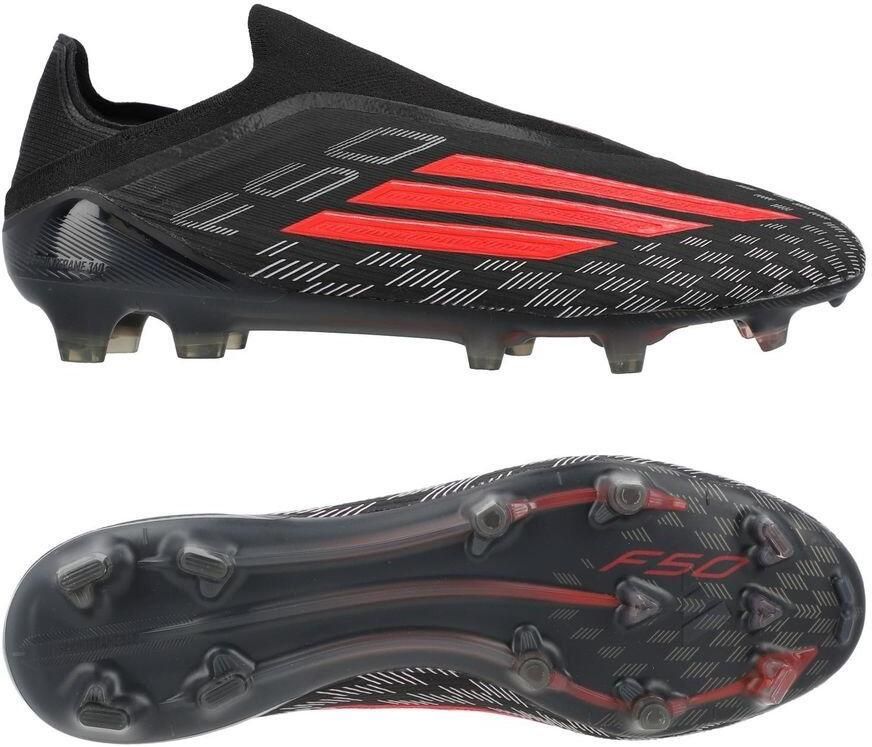 Adidas F50 Elite Veterloze Gras Voetbalschoenen (FG) Zwart Rood Donkergrijs