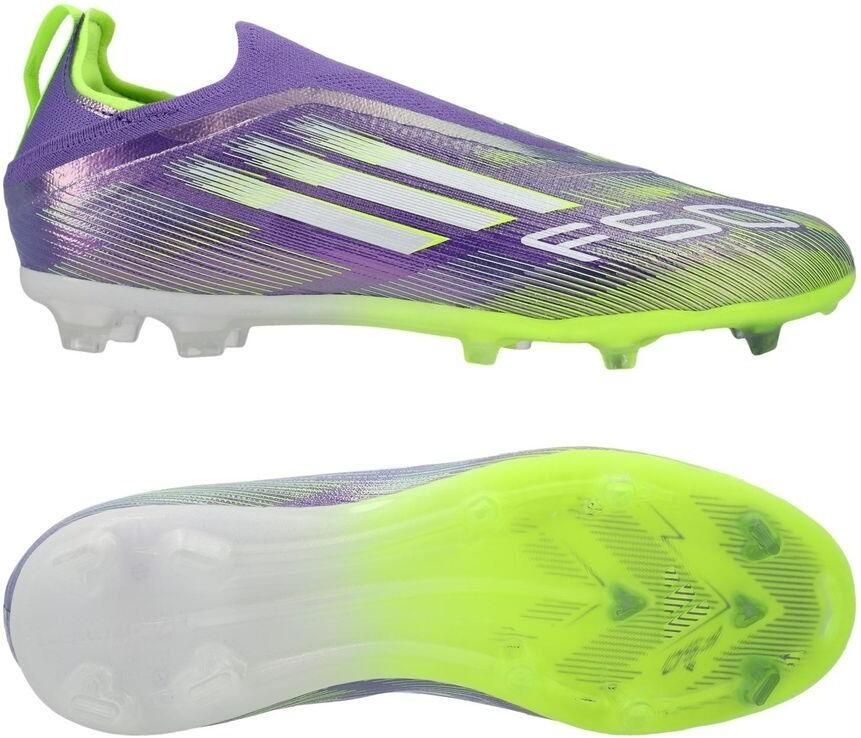 Adidas F50 Elite Laceless FG Radiant Blaze Paars Wit Lucid Lemon Kids