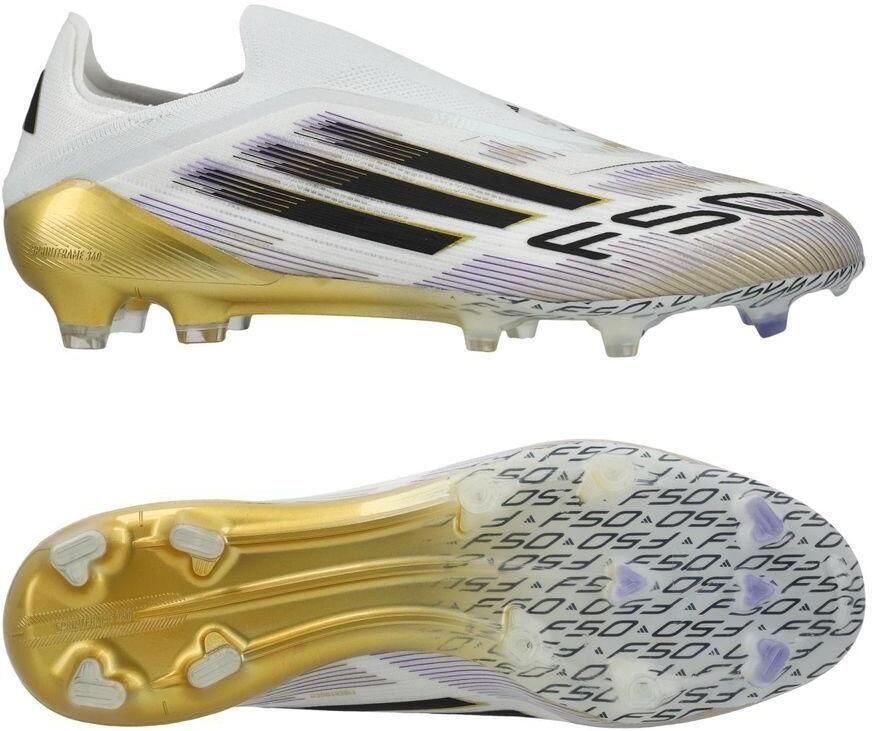 Adidas F50 Elite Veterloze Gras Voetbalschoenen (FG) Wit Zwart Goud