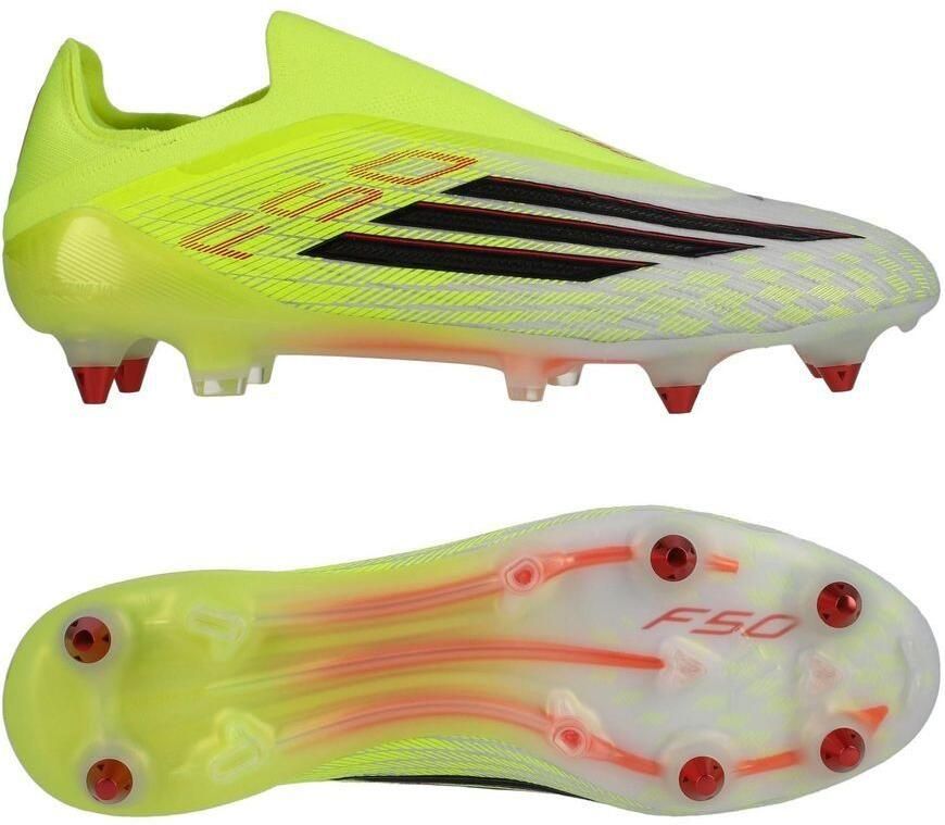 Adidas F50 Elite Veterloze IJzeren-Nop Voetbalschoenen (SG) Neongeel Zwart Rood