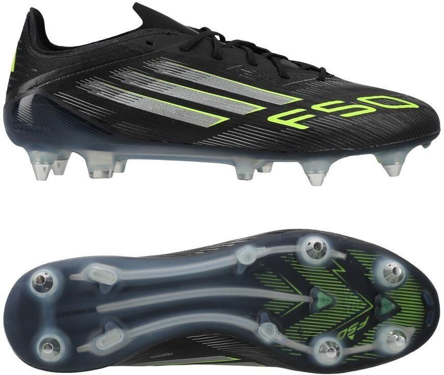 Adidas F50 Elite IJzeren-Nop Voetbalschoenen (SG) Zwart Zilver Neongeel