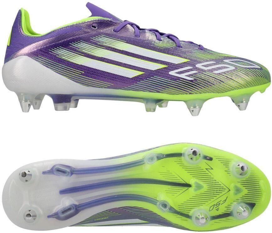 Adidas F50 Elite IJzeren-Nop Voetbalschoenen (SG) Paars Wit Neongeel