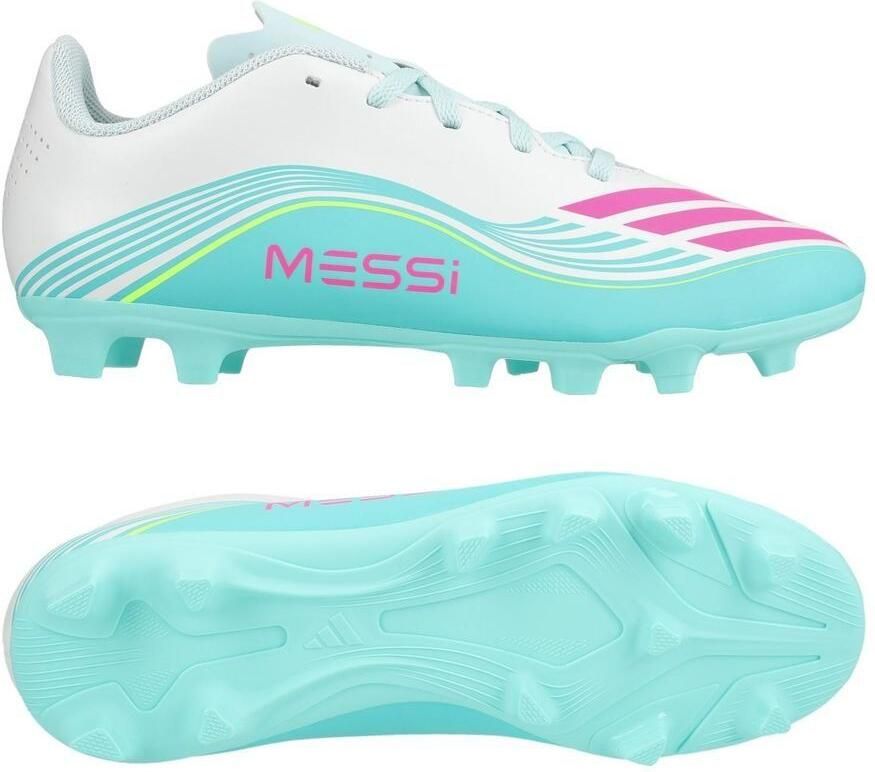 Adidas Perfor ce F50 Messi Club FG MG junior voetbalschoenen wit roze lichtgroen Imitatieleer - Foto 5