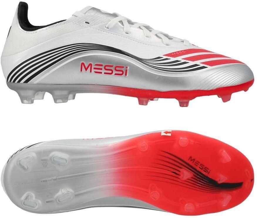 Adidas F50 Messi Elite Gras Voetbalschoenen (FG) Kids Wit Zilver Rood