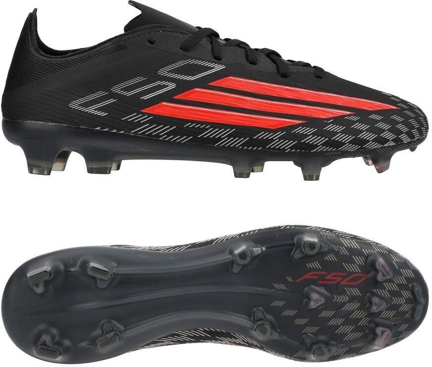 Adidas F50 Pro Gras Voetbalschoenen (FG) Zwart Rood Donkergrijs