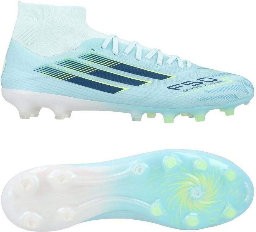 Adidas F50 Sparkfusion Pro Mid Cut FG AG Ice Cold Precision Almond Blue Dune Pearl Geel Dames