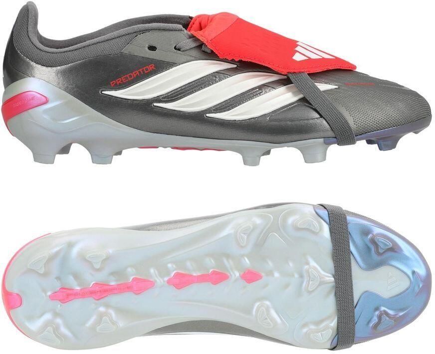 Adidas Predator Elite Fold-over Tongue FG Finishers Steel Zilver Wit Helder rood Kids