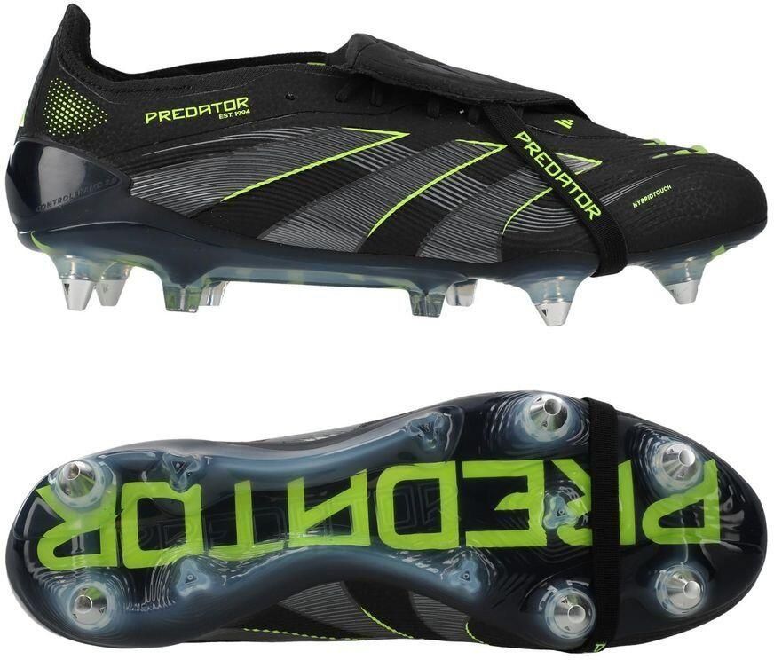 Adidas Predator Elite FT IJzeren-Nop Voetbalschoenen (SG) Zwart Donkergrijs Neongeel