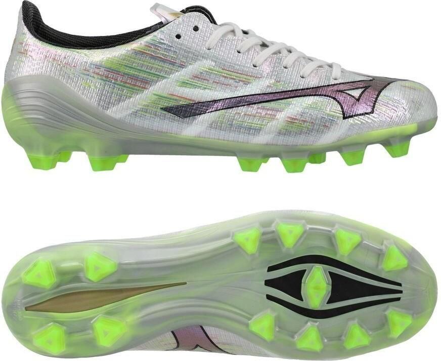 Mizuno Alpha II Elite FG Wit Silver Iridescent Zwart