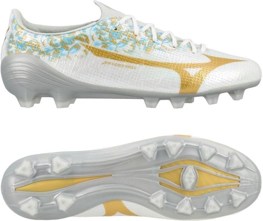 Mizuno Alpha III Japan João Félix Gras Voetbalschoenen (FG) Wit Goud Lichtblauw - Foto 2
