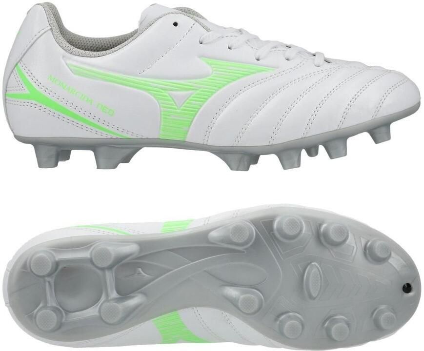 Mizuno Monarcida Neo 3 Sel MD Junior voetbalschoenen wit neongroen