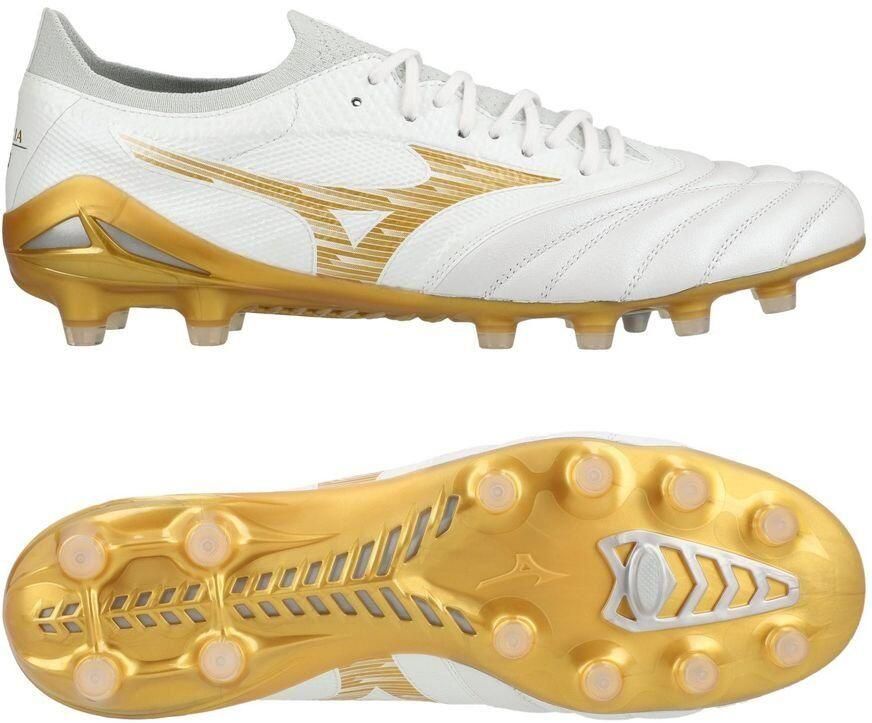 Mizuno Morelia Neo IV Beta Elite Gras Voetbalschoenen (FG) Wit Goud Zilver - Foto 2