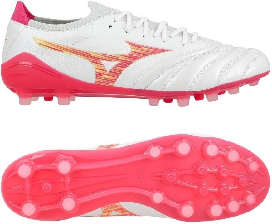 Mizuno Morelia Neo IV Beta Made in Japan AG Blazing Flair Wit Roze Tetra Roze