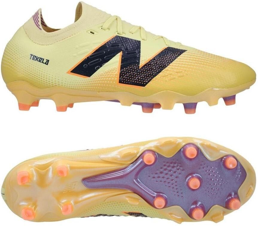 New Balance Tekela V4 Pro Laag FG Energy Rush Perkament Zwart Oranje