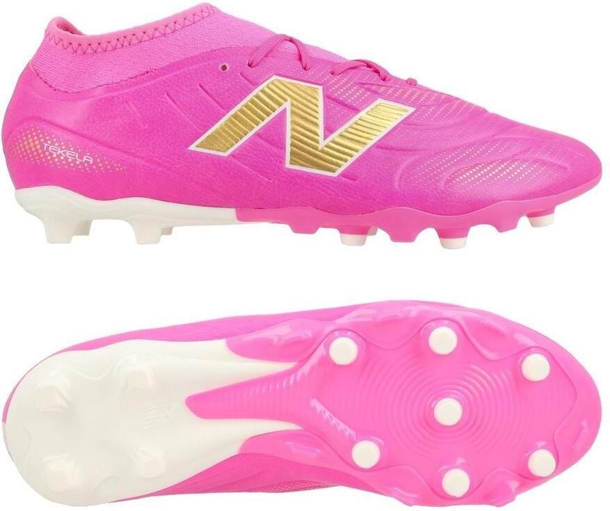 New Balance Tekela V5 Team Low Cut FG Pure Ambition Pink Heat Wit Goud Kids