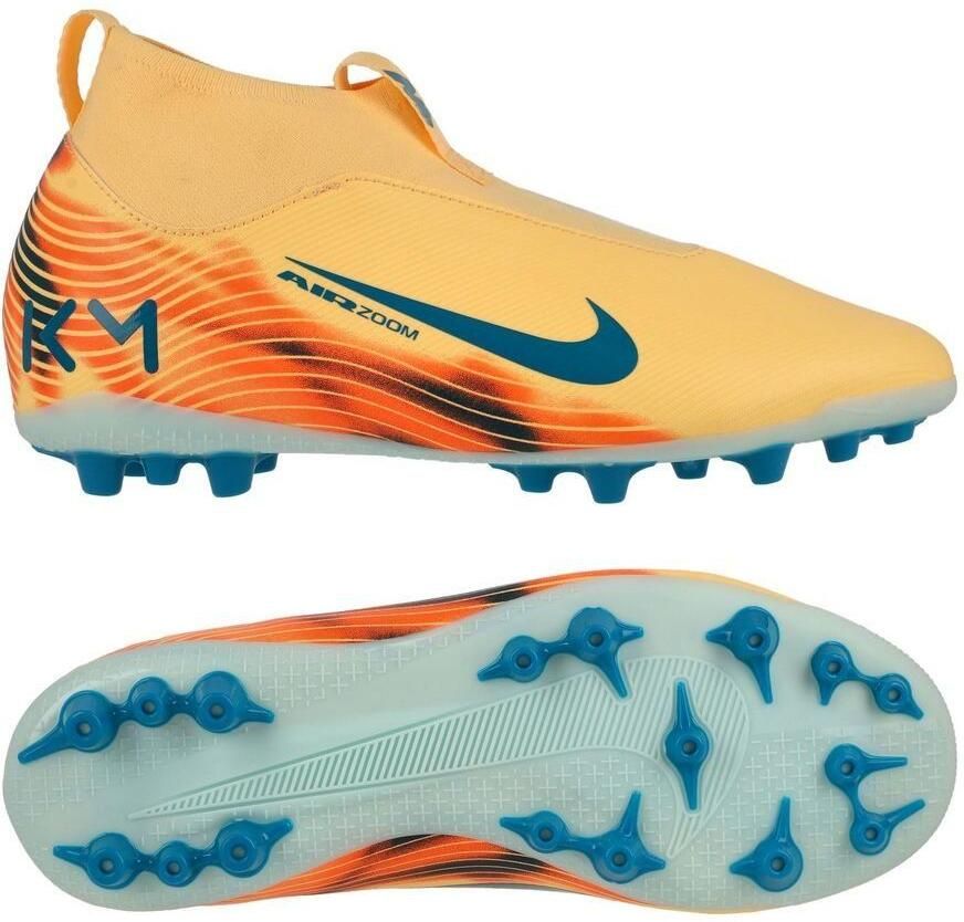 Nike Air Zoom Mercurial Superfly 10 Academy AG Mbappé Personal Edition Oranje Neo-turkoois Groen Kids