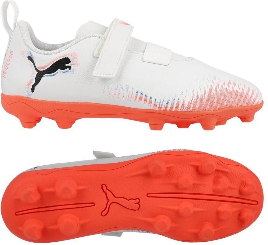 PUMA Future 8 Play Klittenband FG AG Untamed Wit Zwart Gloeiend rood Kids