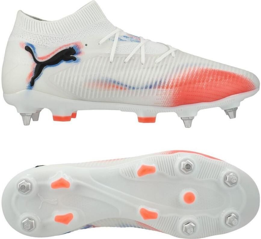 PUMA Future 8 Pro IJzeren-Nop Voetbalschoenen (SG) Wit Felrood Blauw
