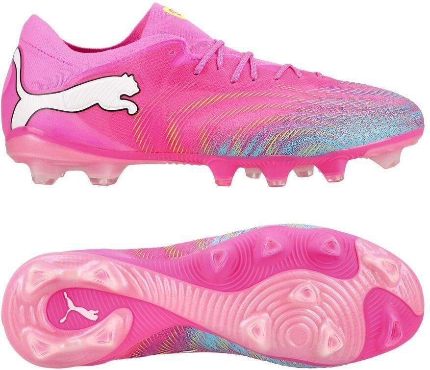 PUMA Future 9 Fusion Low Cut FG AG Showtime Poison Pink Sun Stream Blauw Wit