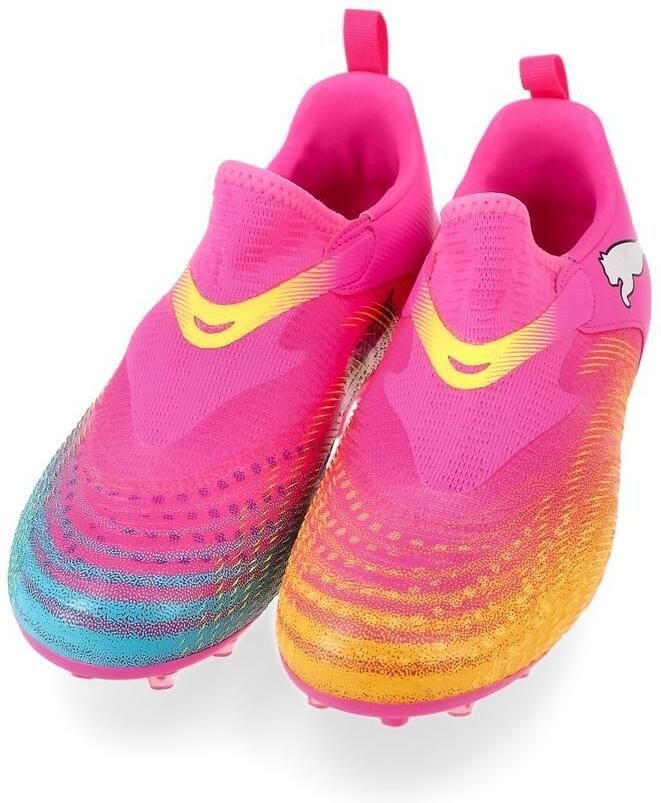 PUMA Future 9 Match Laceless MG Showtime Poison Pink Sun Stream Blauw Wit Kids