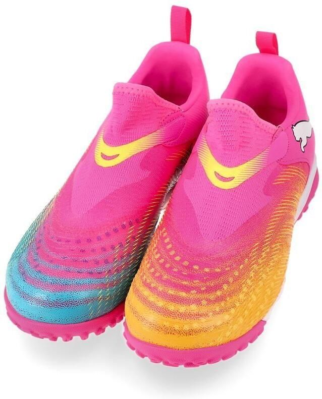 PUMA Future 9 Match Laceless Mid + TT Showtime Poison Pink Sun Stream Blauw Wit Kids