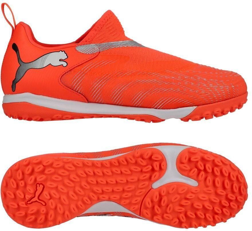 PUMA Future 9 Match Laceless Mid + TT Unleashed Gloeiend rood Wit Zwart Zilver Kids